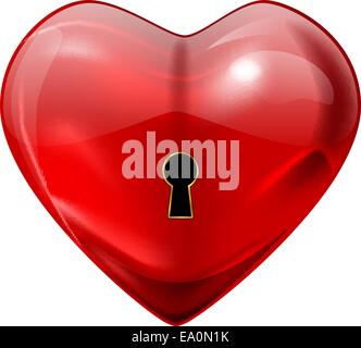 Vettore lucida rossa cuore con il foro di bloccaggio, eps file10, gradiente mesh e trasparenza utilizzato Illustrazione Vettoriale