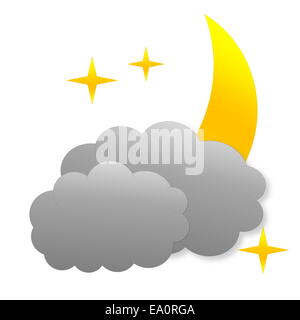 Nuvoloso notte come icona meteo Foto Stock