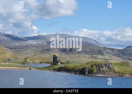 Loch Assynt, Ardvreck Castle, a nord di Ullapool, regione delle Highlands, Scotland, Regno Unito Foto Stock