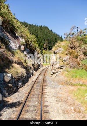 Binario ferroviario fino Taieri Gorge Nuova Zelanda Foto Stock