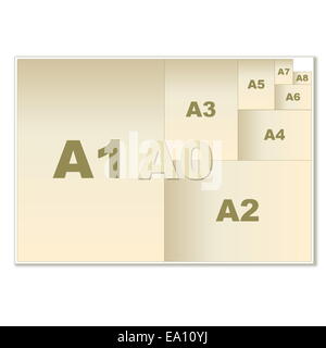 Una serie di dimensioni di carta Foto Stock