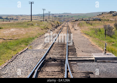 Binario ferroviario fino Taieri Gorge Nuova Zelanda Foto Stock