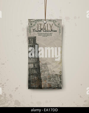 Torre di Pisa, disegnato a mano illustrazione vettoriale Foto Stock