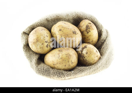 Le patate in una sacca di tela Foto Stock