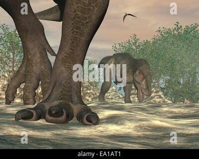 Tyrannosaurus rex dinosauro piedi - 3D render Foto Stock