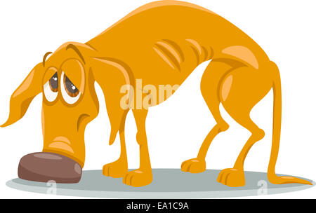 Cartoon illustrazione della triste senzatetto animale cane Foto Stock
