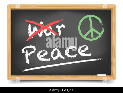 Blackboard la pace o la guerra Foto Stock