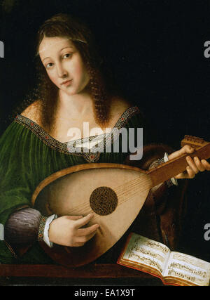 Bartolomeo Veneto e Workshop Lady giocando un liuto Foto Stock