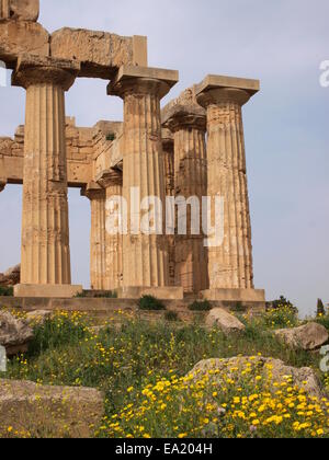 Tempio di Hera a Selinunte, Sicilia, Italia Foto Stock