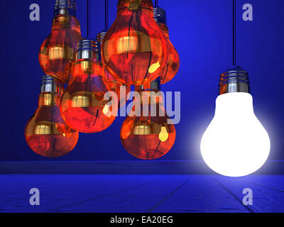 Lampadina della luce di lampade su un colore di sfondo Foto Stock