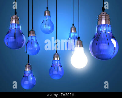 Lampadina della luce di lampade su un colore di sfondo Foto Stock