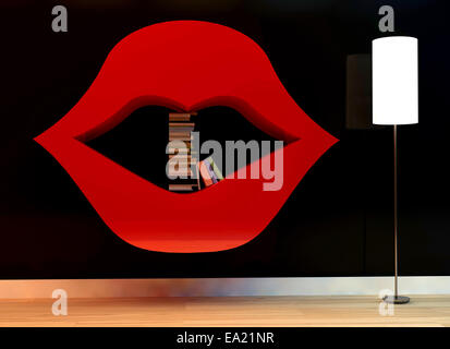 3d illustrazione di scaffale in forma di labbra. Foto Stock