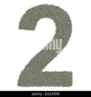 Numero 2 fatta di vecchio e sporco e microprocessori Foto Stock