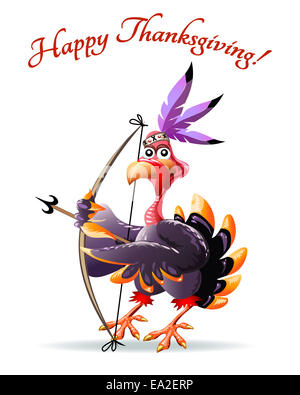 La Turchia con archetto thankgiving biglietto di auguri Foto Stock