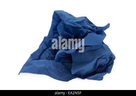 Tovagliolo blu palla di carta isolato su sfondo bianco Foto Stock