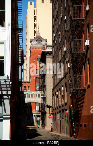 Vicolo, Tribeca area, Manhattan, New York, Stati Uniti d'America Foto Stock