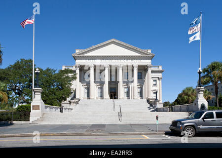 Parte anteriore della United States Customs House nel centro cittadino di Charleston, Carolina del Sud. Foto Stock