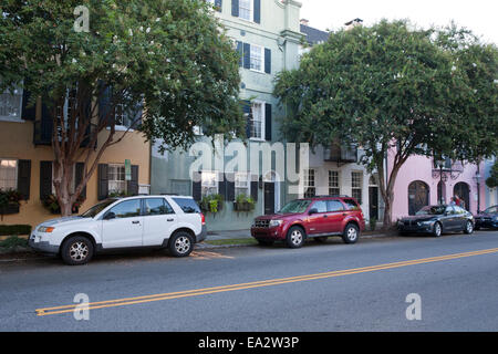 Abitazioni private nel centro cittadino di Charleston, Carolina del Sud. Foto Stock