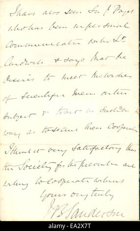 Lettera Giovanni Burdon-Sanderson a Charles R. Darwin, Aprile 30, 1875 Pagina 4 Foto Stock