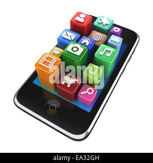 Smartphone le icone delle app - isolato su bianco Foto Stock