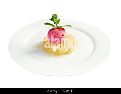 Charlotte alle pere con gelato Foto Stock