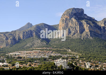 Panoramica, Ponoig montagna, Polop, Spagna Foto Stock