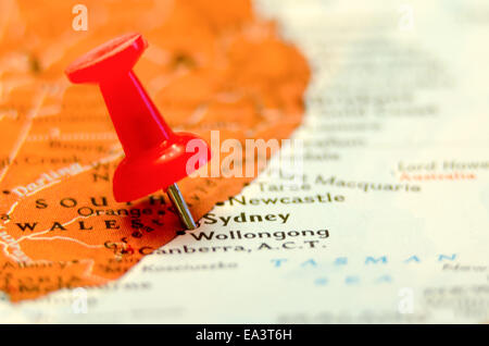 La città di Sydney il pin sulla mappa in australia Foto Stock