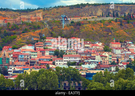 Vista della Città Vecchia di Tbilisi, Georgia Foto Stock