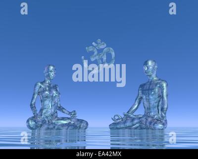 Meditazione blu - 3D render Foto Stock