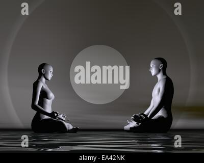 La notte la meditazione - 3D render Foto Stock