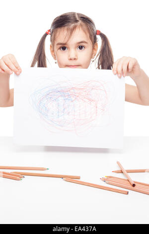 ragazza alla tabella Foto Stock