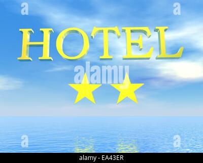 Golden Hotel segno 2 stelle - 3D render Foto Stock