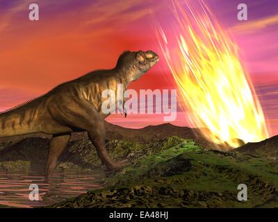 Estinzione dei dinosauri - 3D render Foto Stock