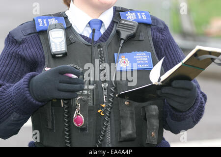 La polizia del sostegno comunitario degli ufficiali di pattuglia in Weston Super Mare, Somerset Foto Stock