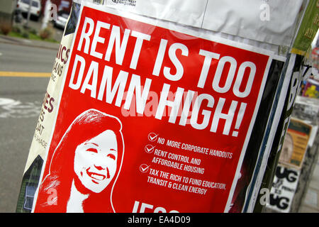 Affitto è troppo alta damn! Poster in Seattle, Stati Uniti d'America Foto Stock