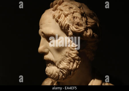 Arte romana. Spagna. Barcellona. Busto in marmo di un uomo. Ii secolo D.C. Museo Storico della città. Barcellona. Foto Stock