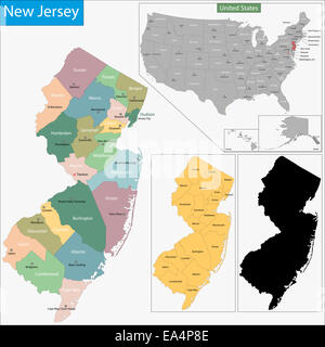 Mappa di New Jersey Foto Stock