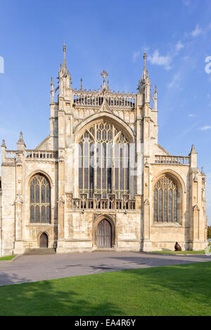 La cattedrale di Gloucester e la finestra Occidentale, Gloucestershire, England, Regno Unito Foto Stock