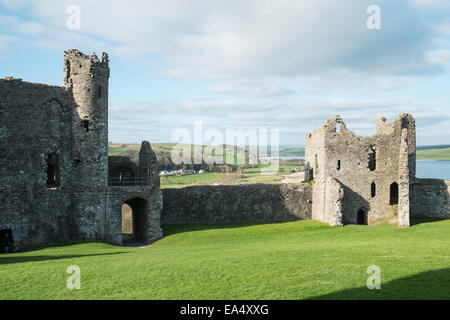 Il castello di Llanstephan,Carmarthenshire, West Wales, Galles Foto Stock