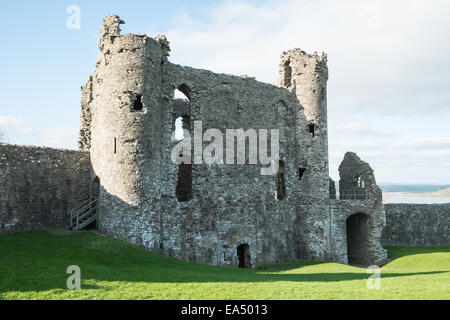 Il castello di Llanstephan,Carmarthenshire, West Wales, Galles Foto Stock