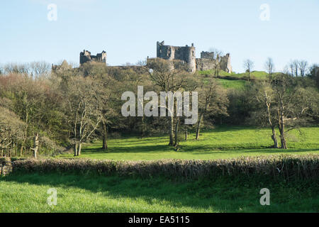 Il castello di Llanstephan,Carmarthenshire, West Wales, Galles Foto Stock