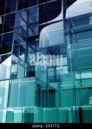 Blu riflettente sfondo astratto composto da cubetti di vetro. Foto Stock