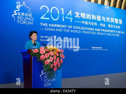 Pechino, Cina. 7 Nov, 2014. Chinese Vice Premier Liu Yandong risolve la cerimonia di apertura del Forum di Pechino a Pechino Capitale della Cina, nov. 7, 2014. © Wang Ye/Xinhua/Alamy Live News Foto Stock