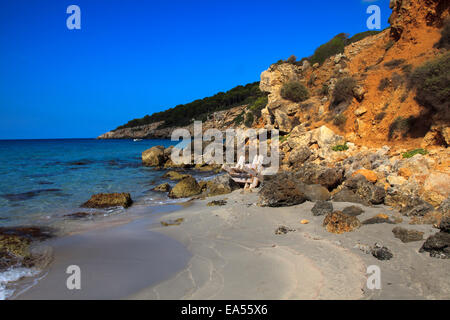 Spiaggia di Binigaus, Sant Tomas, Minorca, Isole Baleari, Spagna Foto Stock