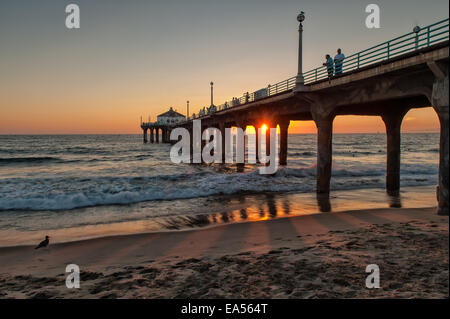 Tramonto a Manhattan Beach, Los Angeles, CA Foto Stock