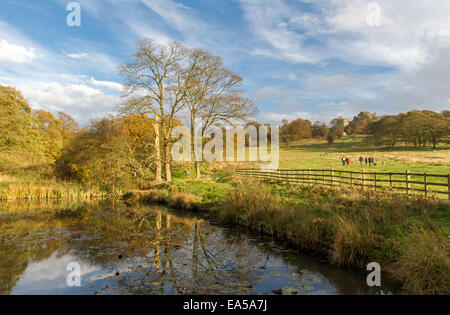 Parco circostante la terra intorno Hardwick Hall nel Derbyshire. Foto Stock