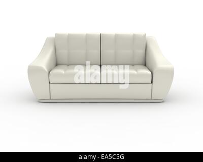 3D render il doppio divano in pelle su sfondo bianco. Foto Stock