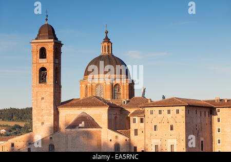 Vista del Duomo (Cattedrale), Urbino (Patrimonio Mondiale dell'UNESCO), Le Marche, Italia Foto Stock