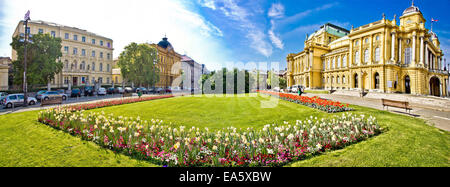 Zagabria piazza teatro vista panoramica Foto Stock