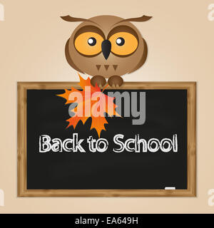 Funny owl con school board Foto Stock